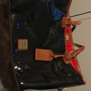 Dooney & Burke Black Patent/Suede Tote Bag